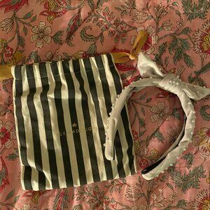 Lele Sadoughi SLIM IVORY PEARL BOW TIE HEADBAND